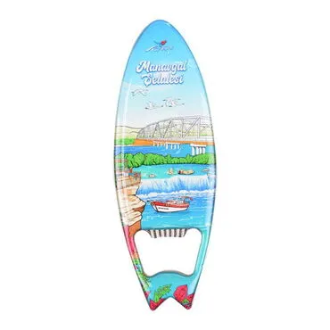 Manavgat Themed Surf Board Shaped Metal Magnetic Bottle Opener 128x45 mm