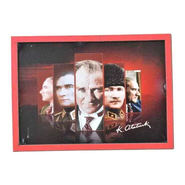 Ataturk Themed Wooden Cute Animals Souvenşr Fridge Magnet Serie C 90x120 mm