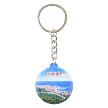 Edremit Themed Customised UV Printed Plastic Base Square Keyring 38x100 mm - 3