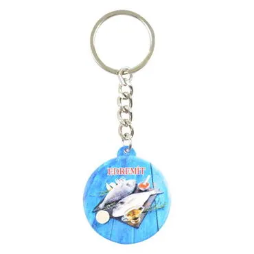 Edremit Themed Customised UV Printed Plastic Base Square Keyring 38x100 mm - 5