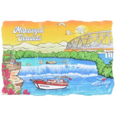 Manavgat Themed Customised UV Printed Plastic Base Mosaic Pattern Rectangle Fridge Magnet 80x50 mm - 3