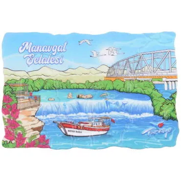 Manavgat Themed Customised UV Printed Plastic Base Mosaic Pattern Rectangle Fridge Magnet 80x50 mm - 4