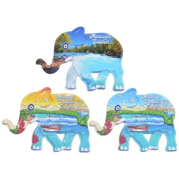 Manavgat Themed Customised UV Printed Plastic Base Elephant Shaped  Fridge Magnet 86x62 mm - 2