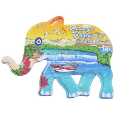 Manavgat Themed Customised UV Printed Plastic Base Elephant Shaped  Fridge Magnet 86x62 mm - 3