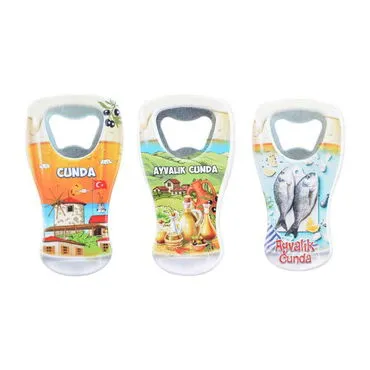 Cunda Themed Customised UV Printed Beer Glass Shape Plastic Base Bottle Opener 52x97 mm - 2
