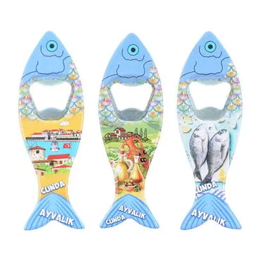 Ayvalik Themed Customised UV Printed Fish Shape Printed Plastic Base Bottle Opener 42x130 mm - 7