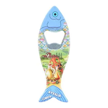 Ayvalik Themed Customised UV Printed Fish Shape Printed Plastic Base Bottle Opener 42x130 mm - 13