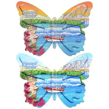 Manavgat Themed Customised UV Printed Plastic Base Butterfly Shaped Fridge Magnet 80x58 mm - 2