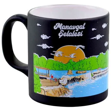 Manavgat Themed Customised Serigraphy Printed Ceramic Mug 82x90 mm - (Siyah)