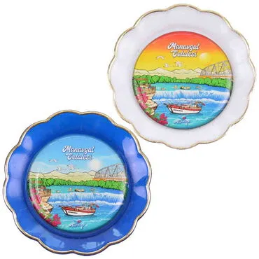 Manavgat Themed Epoxy Dome Plate Shaped Souvenir Fridge Magnet 73 mm - 3