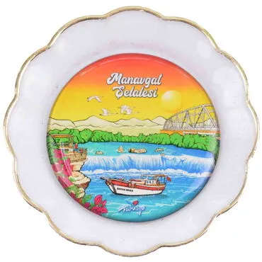 Manavgat Themed Epoxy Dome Plate Shaped Souvenir Fridge Magnet 73 mm - 5