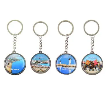 Burhaniye Themed Metal Double Face Round Keychain 40x95 mm - 2