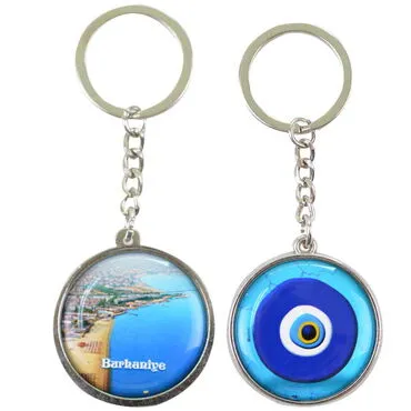 Burhaniye Themed Metal Double Face Round Keychain 40x95 mm - 3