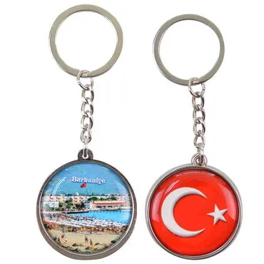 Burhaniye Themed Metal Double Face Round Keychain 40x95 mm - 5