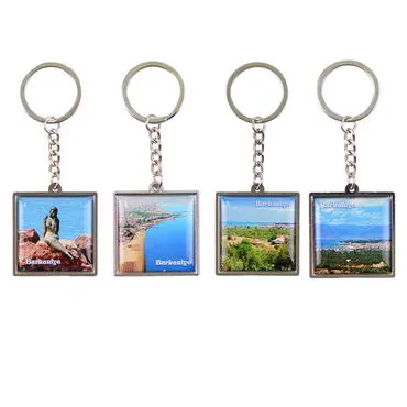 Burhaniye Themed Metal Square Shaped Double Face Keychain 36x95 mm - 3