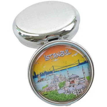 Istanbul Themed Customised Epoxy Round Pill Box 50x15 mm - 3