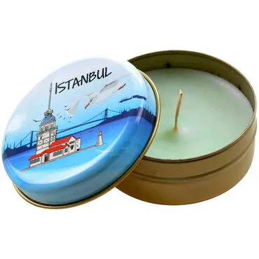 Istanbul Themed Metal Tin Boxed Scented Love Candle 73x35 mm - Standart - 2