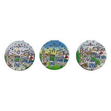 Bursa Themed Customised Uv Printed Round Compact Mirror 72x11 mm - 5