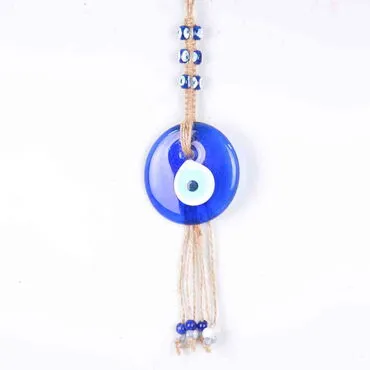 Evil Eye Macrame Single Size Oval Shaped Evil Eye Bead Knitted Detailed Wall Hanging - Standart