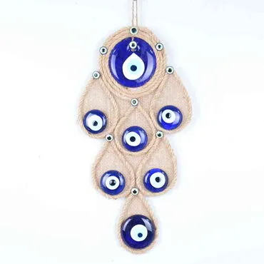 Evil Eye Macrame Seven Oval Shaped Fabric Back Detailed Wall Hanging