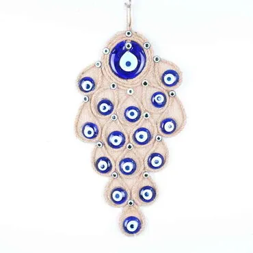 Evil Eye Macrame Multi Oval Shaped Fabric Back Detailed Wall Hanging