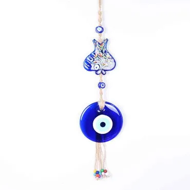 Evil Eye Macrame Oval Shaped Fish Shaped Wall Hanging