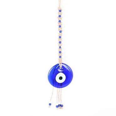 Evil Eye Macrame Oval Shaped Single Row Knitted Bead Detailed Wall Hanging - Standart