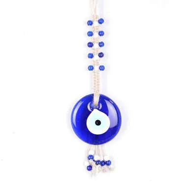 Evil Eye Macrame Oval Shaped Knitted Bead Detailed Wall Hanging