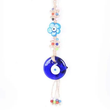 Evil Eye Macrame Oval Shaped Flower Detailed Wall Hanging - Standart