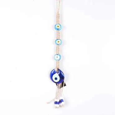 Evil Eye Macrame Three Bead Shaped Wall Hanging