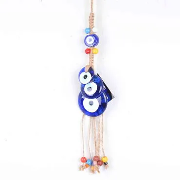 Evil Eye Macrame Overlapping Triple Bead Shaped Wall Hanging - Standart