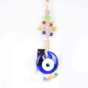 Evil Eye Macrame Oval Shaped Colorful Multi Bead Detailed Wall Hanging