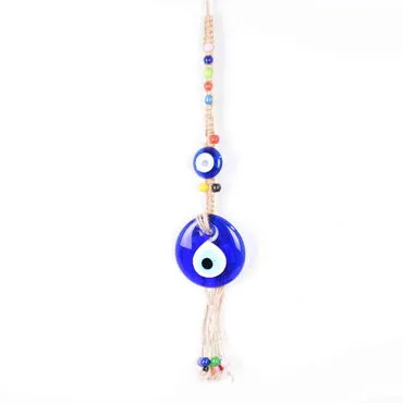 Evil Eye Macrame Oval Shaped Knitted Bead Detailed Wall Hanging