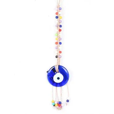 Evil Eye Macrame Oval Shaped Multi Knitted Bead Detailed Wall Hanging