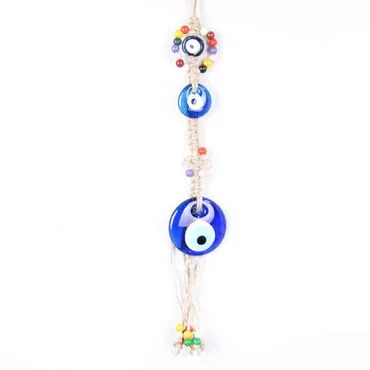 Evil Eye Macrame Oval Shaped Flower Knitted Detailed Wall Hanging