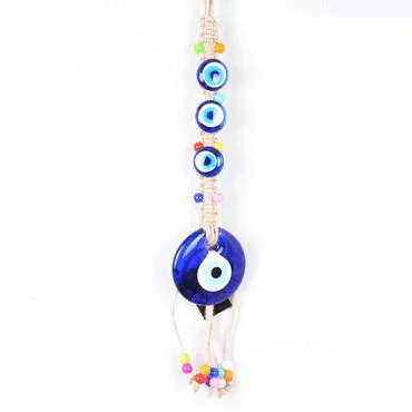 Evil Eye Macrame Oval Shaped Three Bead Detailed Wall Hanging