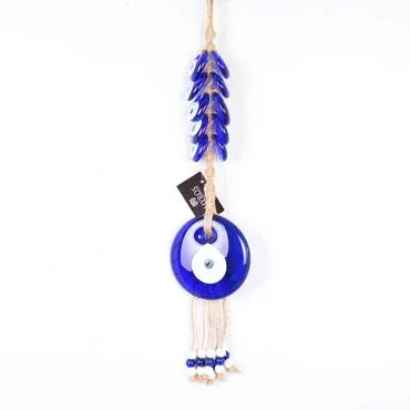 Evil Eye Macrame Oval Shaped Ten Bead Detailed Wall Hanging