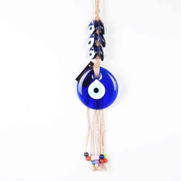 Evil Eye Macrame Oval Shaped Six Bead Knitted Detailed Wall Hanging