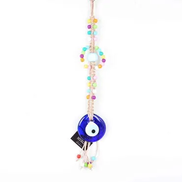 Evil Eye Macrame Oval Shaped Pastel Bead Knitted Detailed Wall Hanging
