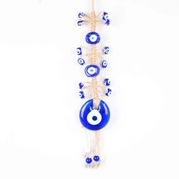Evil Eye Macrame Triple Oval Shaped Evil Eye Bead Flower Knitted Detailed Wall Hanging - Standart