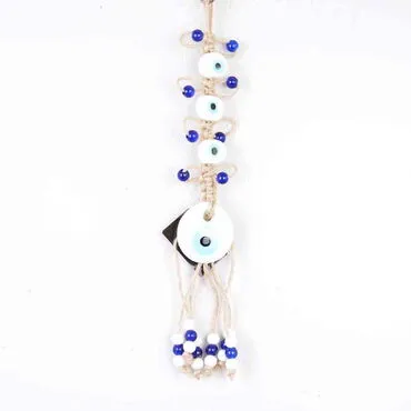 Evil Eye Macrame White Color Four Oval Shaped Wall Hanging