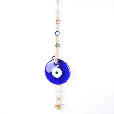 Evil Eye Macrame Oval Shaped Colorful Bead Knitted Detailed Wall Hanging - Standart