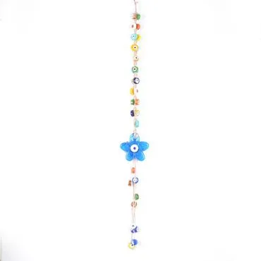 Evil Eye Macrame Flower Shaped Multi Bead Detailed Wall Hanging - 2