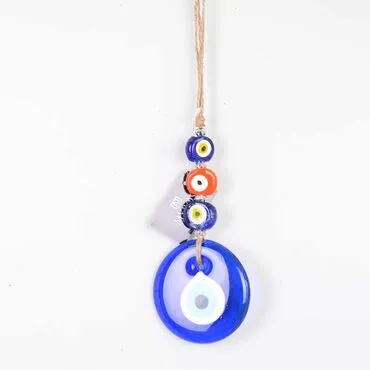 Evil Eye Macrame Oval Shaped Three Orta Bead Detailed Wall Hanging - 2