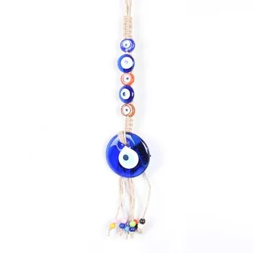 Evil Eye Macrame Oval Shaped Five Bead Detailed Wall Hanging - 3