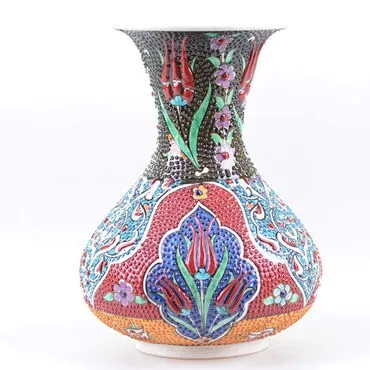 Toptan Samur Tezhi̇p 20 Cm Geni̇ş Vazo - Standart - 2