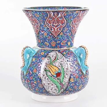 Turkish Ceramics Tezhip 30 cm Vase with Handle - Standart - 3