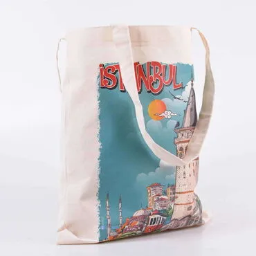 Istanbul Themed Digital Printed Tote Bag 35x40 cm - 2