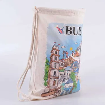 Bursa Themed Digital Printed Raw Fabric Backpack 33x43 cm - 01 - 3