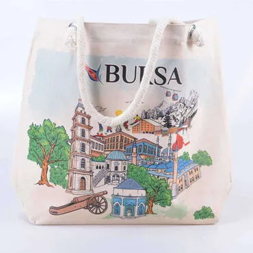Bursa Themed Digital Printed Kanvas Beach Bag 35x40 cm - 01 - 2